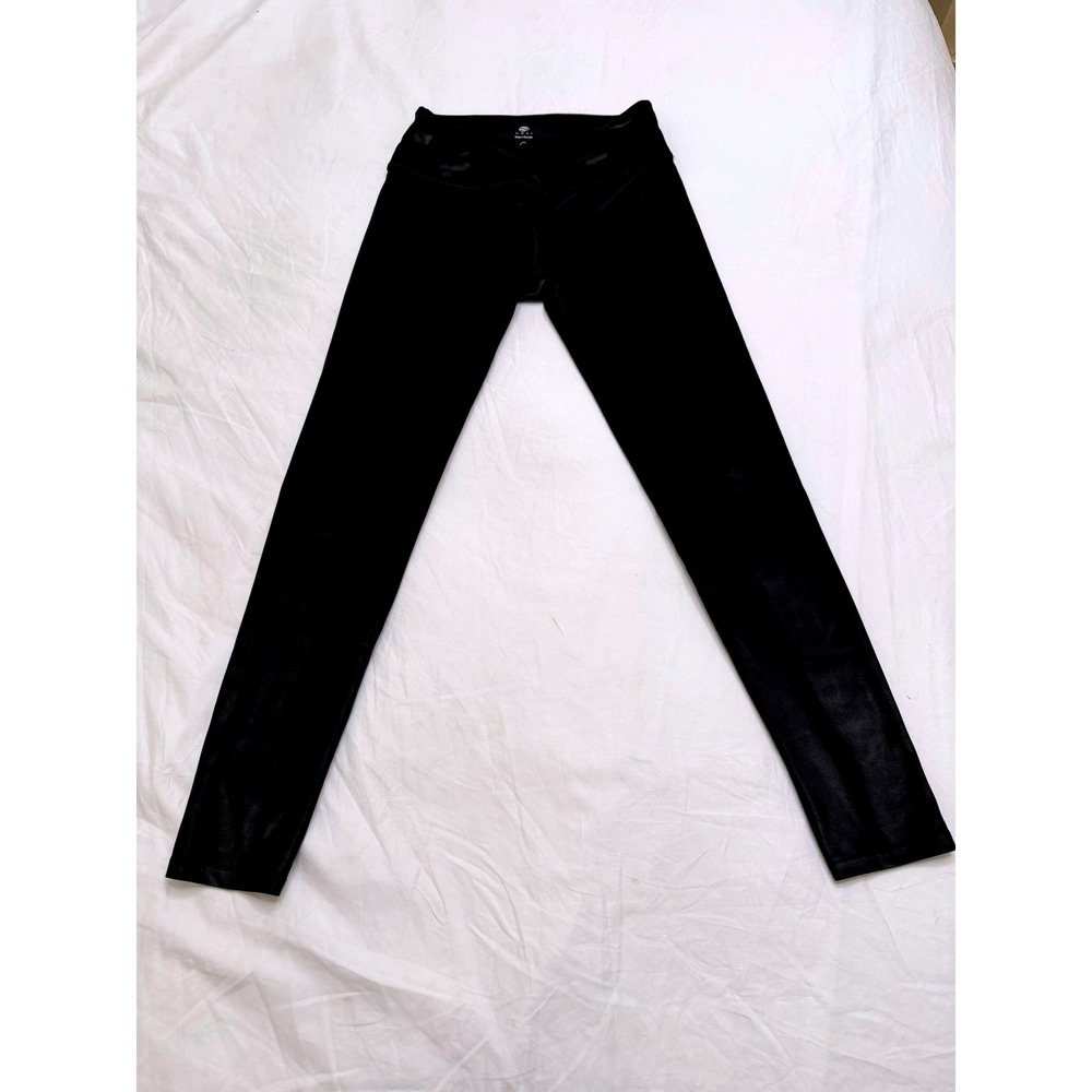 Noli Yoga Liquid Leggings Women Size S Black Excellent High Shine Wet Look Shiny - Picture 2 of 4